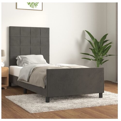  Posteljni okvir z vzglavjem temno siv 90x190 cm žamet Cene