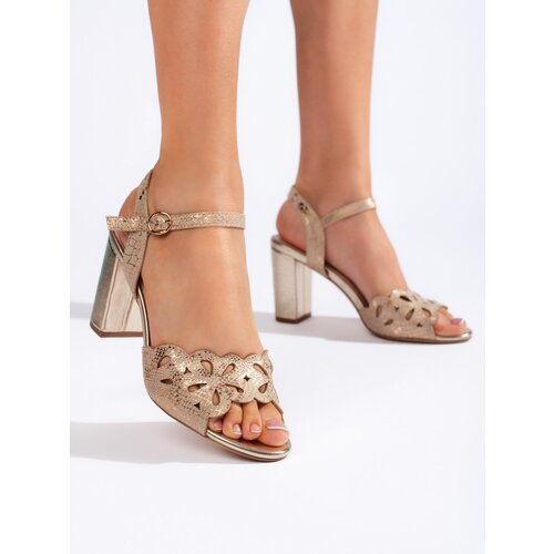 Sergio Leone Golden openwork sandals on a heel Serio Leone Cene