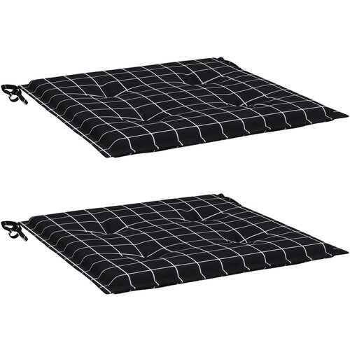  Jastuci za vrtne stolice 2 kom crni karirani 50x50x4 cm tkanina Slike
