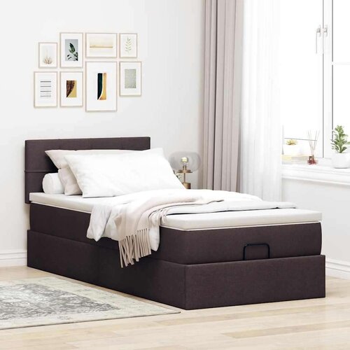 VidaXL otomanski okvir kreveta s madraca tamnosmeđi 90x190cm tkanine Slike