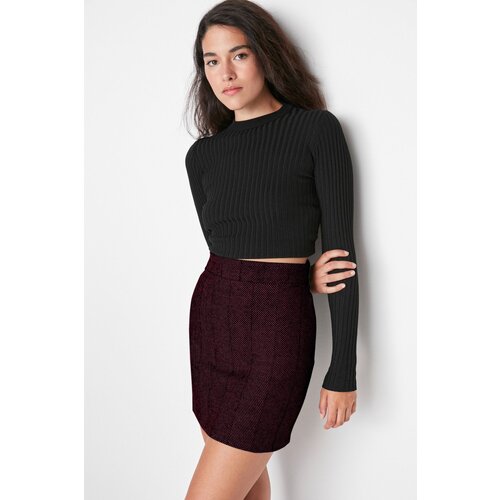 Trendyol Burgundy A-line Stitching Fabric Mini Woven Skirt Slike