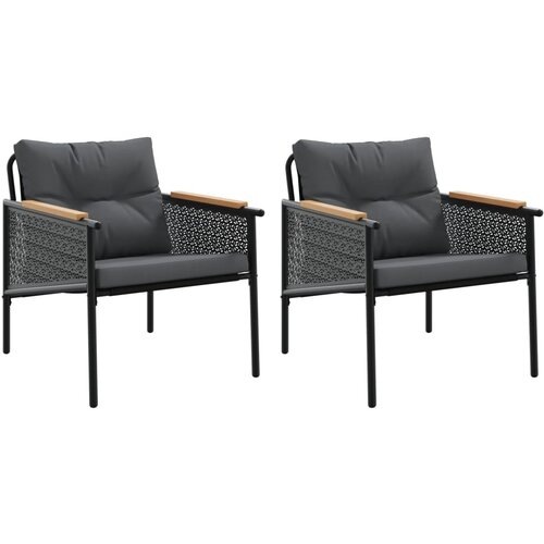 Maison Chic Vrtni stoli - Stol za vrt z blazinami 2 kosa črno jeklo JS2128, (21876991) Slike