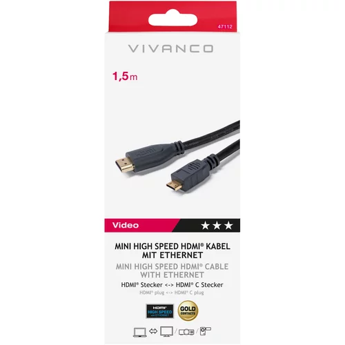 Vivanco Mini HDMI Kabel-Ethernet 1,5m
