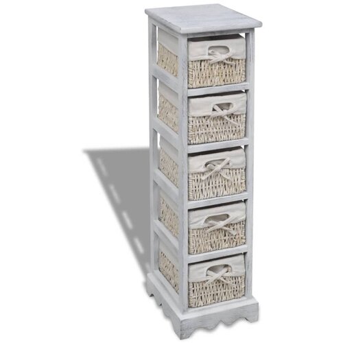  The Living Store Predalnik s 5 pletenimi ko&amp;scaron;arami les bele barve - Regal Za Shranjevanje, (21453414) Slike