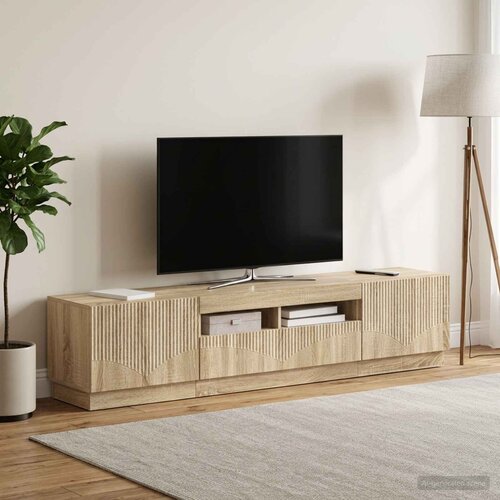  LED TV kabinet HOORN 3 kom. Hrast sonoma Konstruirano drvo Smeđa 81 x 35 x 40 cm Slike