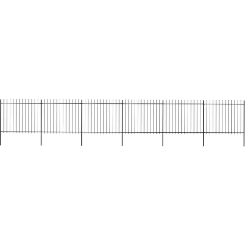  Vrtna ograda s ukrasnim kopljima čelična 10,2 x 1,5 m crna