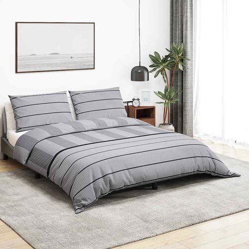  Set posteljine za poplun sivi 220 x 240 cm pamučni Cijene