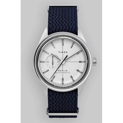 Timex Marlin Jet Auto Case Silver Watch navy fab strap Slike