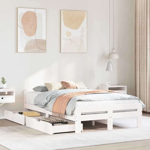 vidaXL Posteljni okvir brez vzmetnice bel 120x190 cm trdna borovina Cene
