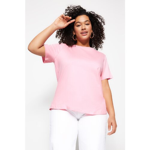 Trendyol Curve Plus Size T-Shirt - Pink - Regular fit Slike
