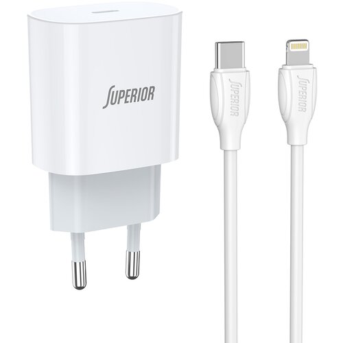 Superior Kucni punjac za iPhone CO-DC55 Fast PD 20w 3A type C na lightning beli Slike