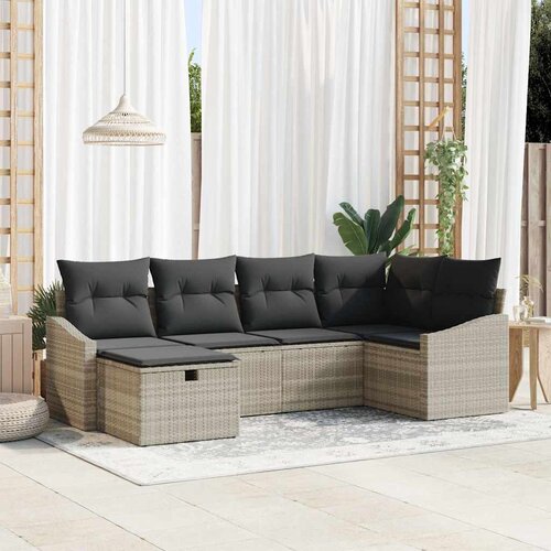  Set sofe s jastukom 6 pcs Svijetlo siva i siva poliratan Cijene