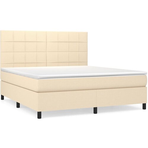 VidaXL Box spring postelja z vzmetnico krem 160x200 cm blago, (20896491) Slike