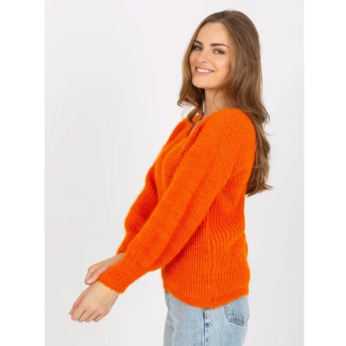 Fashion Hunters Orange fluffy classic sweater with mohair OCH BELLA