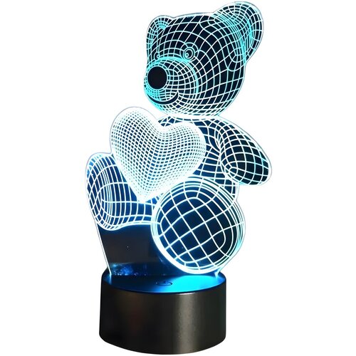  3D LED Noćna Lampa Medvedić - Crna / Transparentna KP39226 Slike