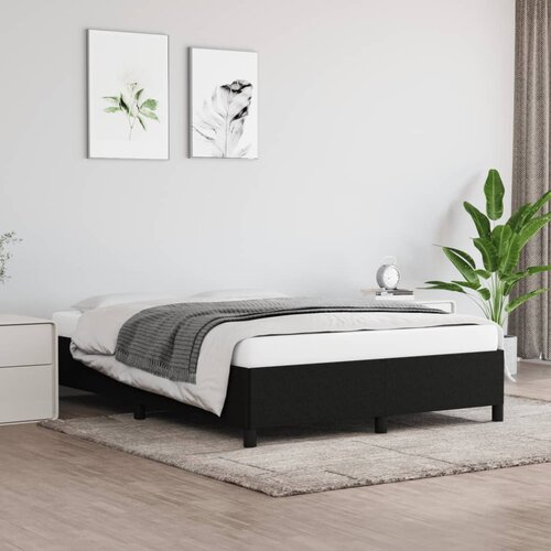 The Living Store Posteljni okvir brez vzmetnice črn 140x190 cm blago - Posteljni Okvir, (21525176) Slike