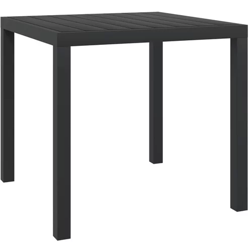 Vrtna miza črna 80x80x74 cm aluminij in WPC