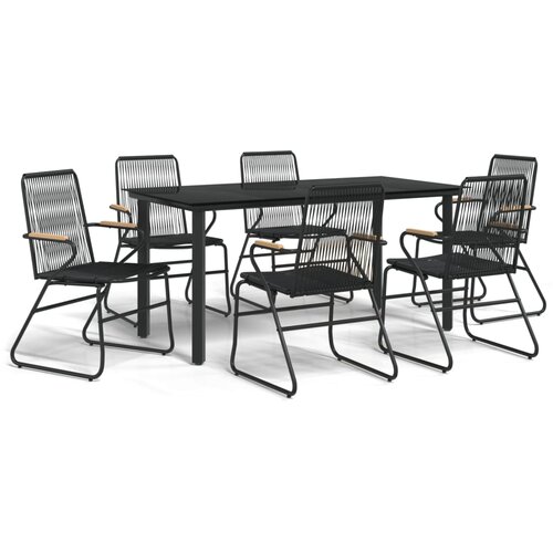  7-dijelni vrtni blagovaonski set od PVC ratana crni Slike