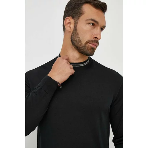 Emporio Armani Vuneni pulover za muškarce, boja: crna, lagani