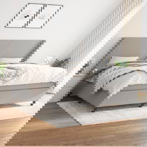 The Living Store Box spring postelja z vzmetnico svetlo siva 160x200 cm žamet - Box Spring Postelja, (21438596) Slike