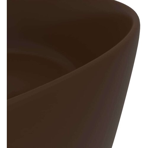 VidaXL Luksuzni okrugli umivaonik mat tamnosmeđi 40 x 15 cm keramički Slike