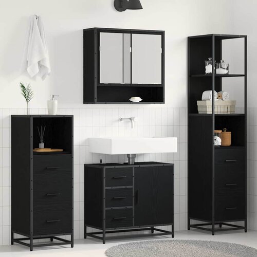  Set namje&scaron;taja za kupaonicu 4 kom. Crni hrast 65 x 33 x 60 cm Cijene