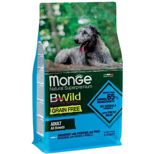 Monge bwild grain free adult dog anchovies - hrana za odrasle pse sa inćunima (2,5kg i 12kg) 2,5kg Slike