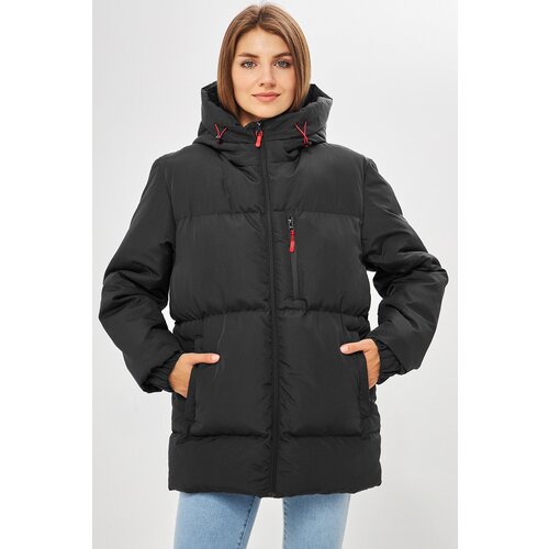 D1fference Women&amp;#039;s Black Inflatable Winter Coat With Lined Hooded Waterproof And Windproof. Slike
