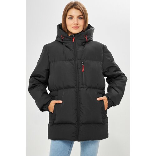 D1fference Women's Black Inflatable Winter Coat With Lined Hooded Waterproof And Windproof. Cene