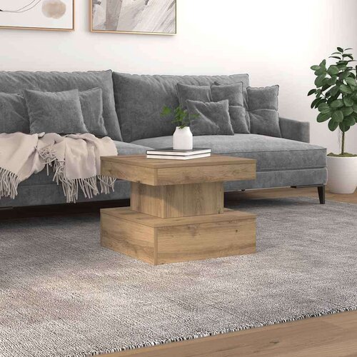 vidaXL Stolić za kavu s LED svjetlima boja hrasta artisan 50x50x40 cm Cene