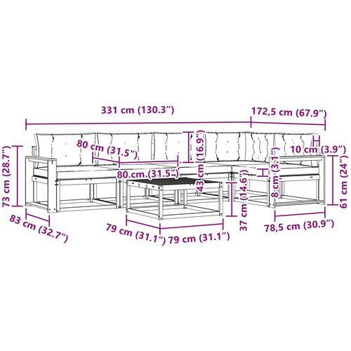  Set vanjskih sofa 6 kom. Bijela i svjetlosiva Poliester Slike