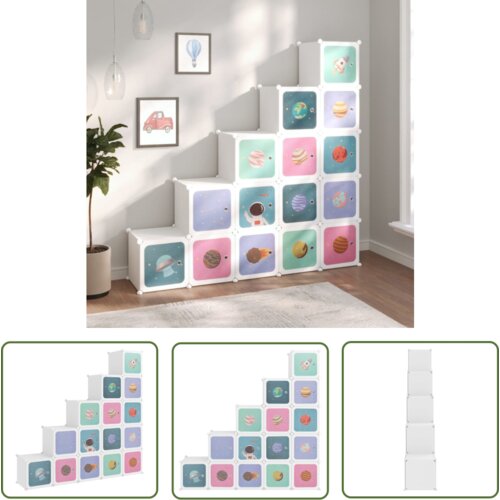 The Living Store Kockasta omarica za otroke s 15 kockami bel PP - Omarica Za Shranjevanje, (21744445) Slike