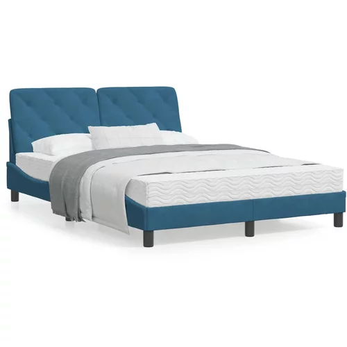 vidaXL Okvir za krevet s uzglavljem plavi 120 x 200 cm baršunasti