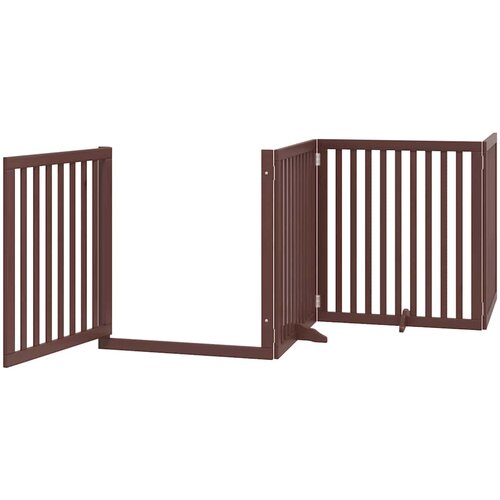  Vrata za pse s vrata&amp;scaron;cima 8 panela sklopiva 640 cm drvo topole Smeđa 80 x 90 x 2 cm Slike