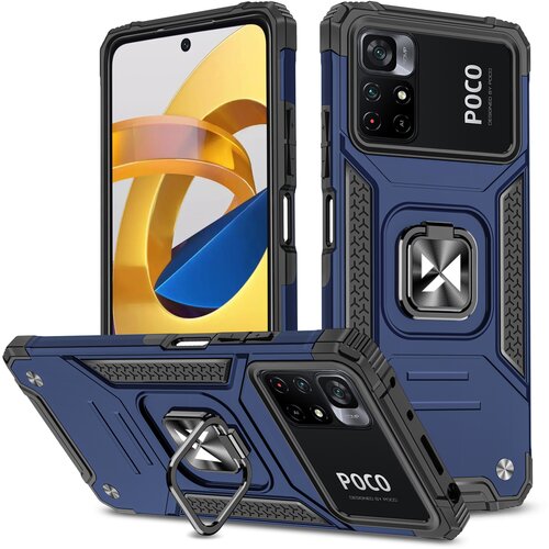 Wozinsky Armored etui ovitek + magnetno držalo Mi Poco M4 Pro 5G / Redmi Note 11 5G Ring Armor blue, (21973091) Slike