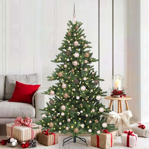 vidaXL Umjetno božićno drvce s nogom s 300 LED dioda Zelena 180 cm PVC Cene