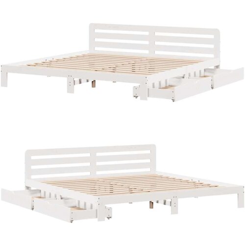 VidaXL okvir kreveta bez madraca bijeli 200x200 cm od masivne borovine Slike