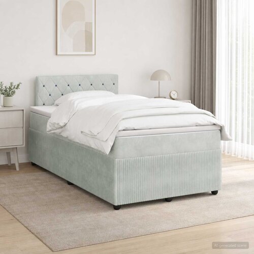  Boxspring krevet s madracem Svjetlosiva 120 x 190 cm Baršun Cene