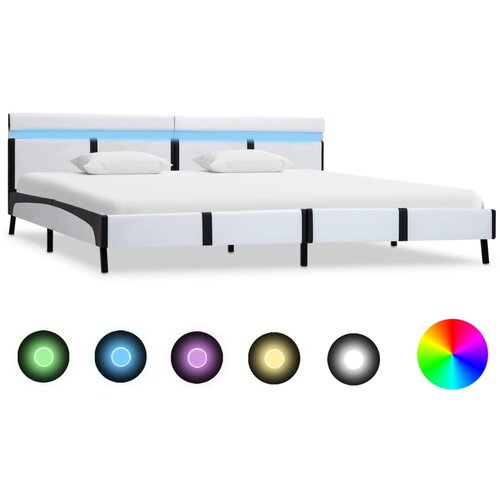  Posteljni okvir LED belo umetno usnje 180x200 cm Slike