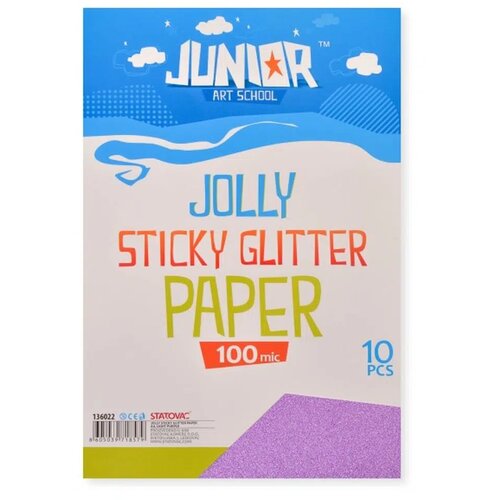 Junior jolly Sticky Glitter Paper, papir samolepljivi, A4, 100mik, 10K, odaberite Svetlo ljubičasta Cene