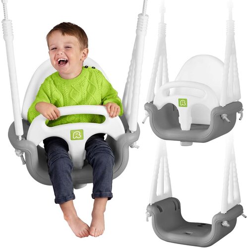 Ricokids ljuljačka s kantom 3 u 1, siva i bijela Slike