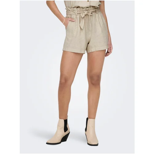 JDY Beige Women's Linen Shorts Say - Women