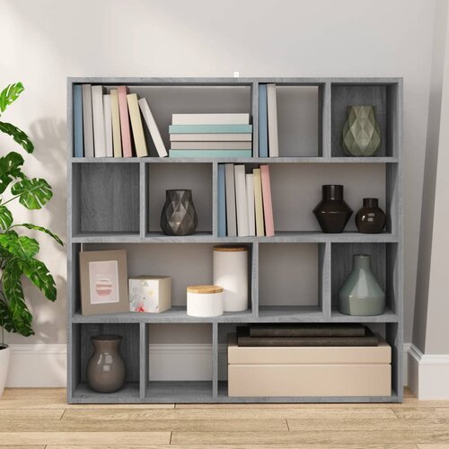  za knjige / pregrada siva boja hrasta 105 x 24 x 102 cm Slike