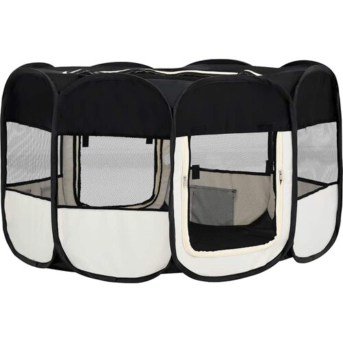  Sklopiva ogradica za pse s torbom za no&amp;scaron;enje crna 145x145x61 cm Slike