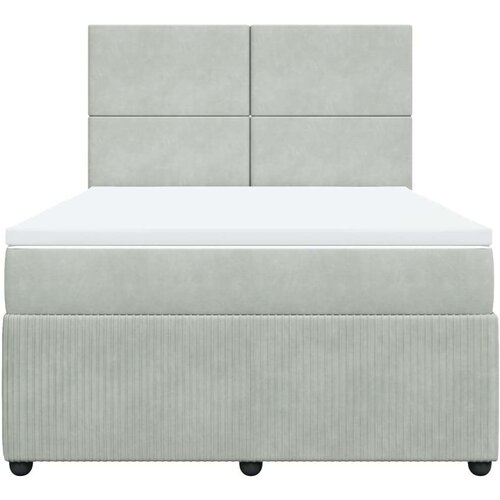 VidaXL Krevet s oprugama i madracem svjetlosivi 140x200 cm bar&amp;scaron;unasti Slike