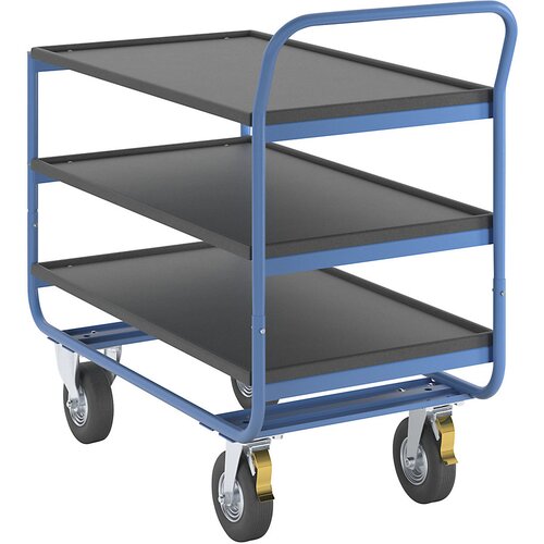 eurokraft pro transportni voziček, nosilnost 150 kg, 3 nakladalne površine z robnikom, kolesa z zračnico Cene
