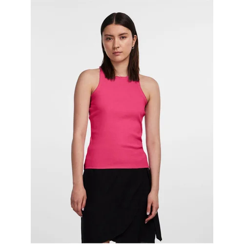 Pieces Women's Deep Pink Ribbed Basic Tank Top Hand - Women's