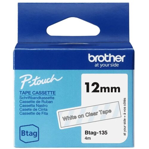 Brother BTAG-135 trak za izdelavo nalepk Bela na prozorni Slike