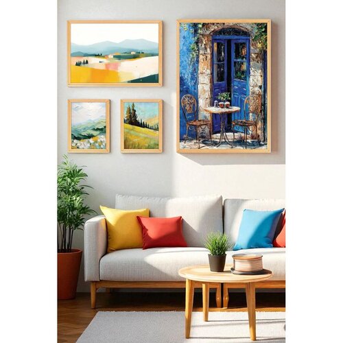 WALLXPERT Myk3024 Multicolor Decorative Framed MDF Painting (4 Pieces) Slike