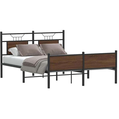 vidaXL Posteljni okvir brez vzmetnice hrast 140x200 cm inženirski les Cene